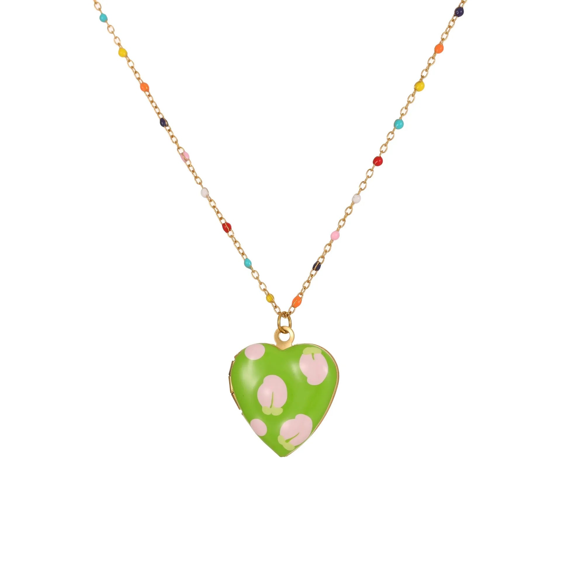 Women's stainless steel necklace with gold-plated fruit and heart pendant on 41-50cm chain