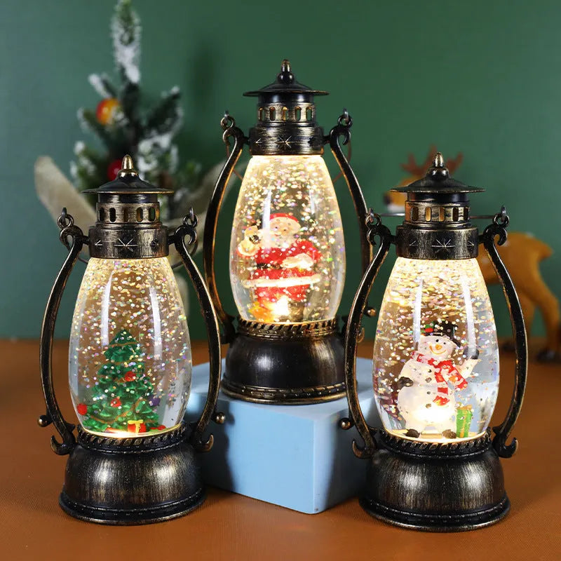 Plastic LED oil lamp Christmas decoration in snowman or elderly character design with battery-powered illumination