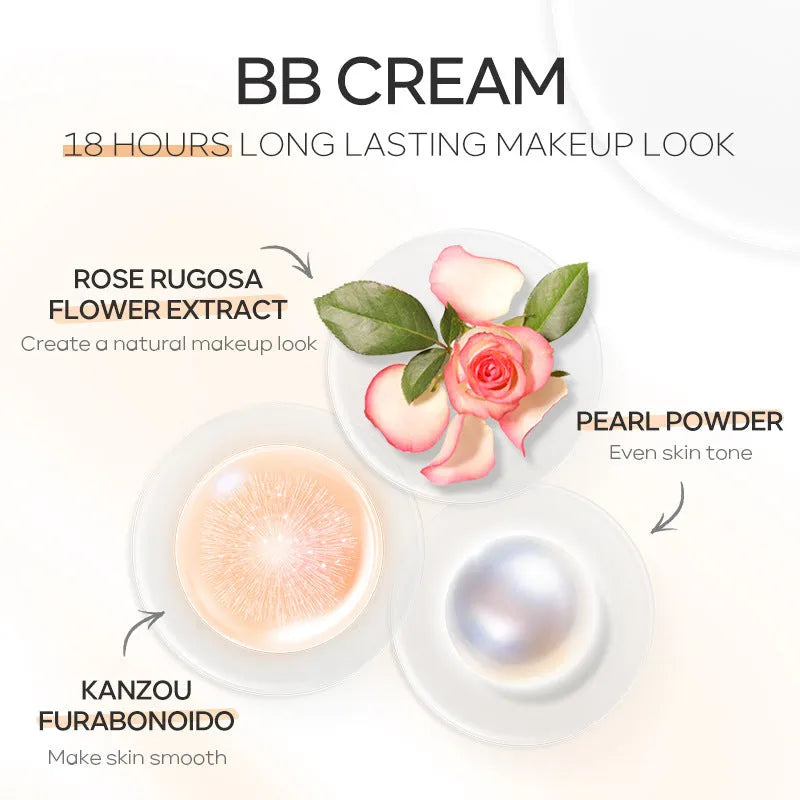 30ml tube of Natural Makeup BB cream shown alongside swatches of its nine skin tone shades.