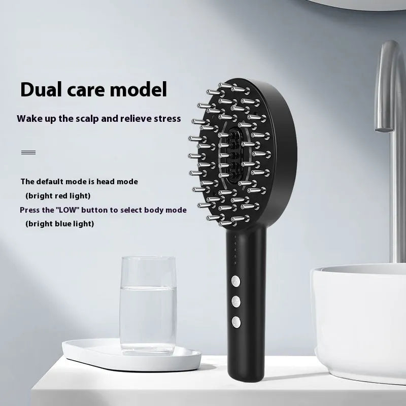 Black scalp massage device with vibration therapy function in KD3802 colour