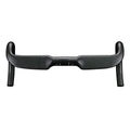 Carbon fibre road bicycle handlebar showing red double line graphic and 420mm width