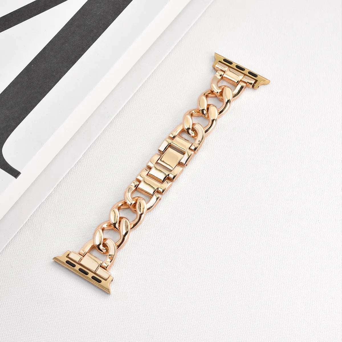 Denim chain metal Apple Watch strap in silver, black, gold, rose gold, and starlight colours for 38-49mm models