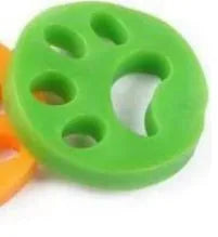 Silicone fur zapper pet hair remover, 80mm circular disc, green and yellow, for washing machine and dryer