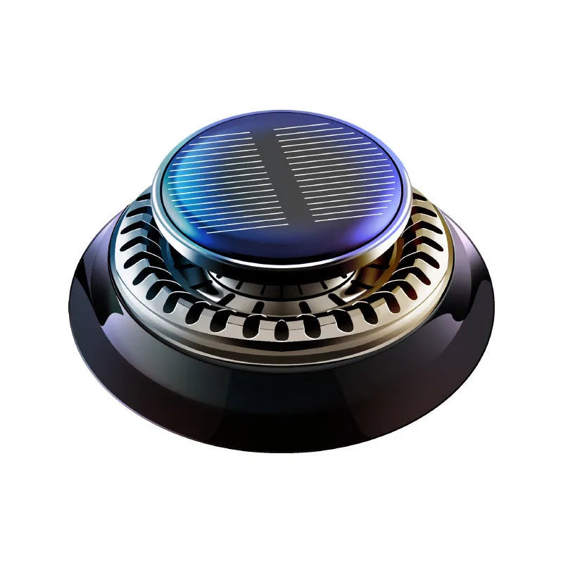 Black solar-powered car aromatherapy decoration with electromagnetic de-icing function on dashboard