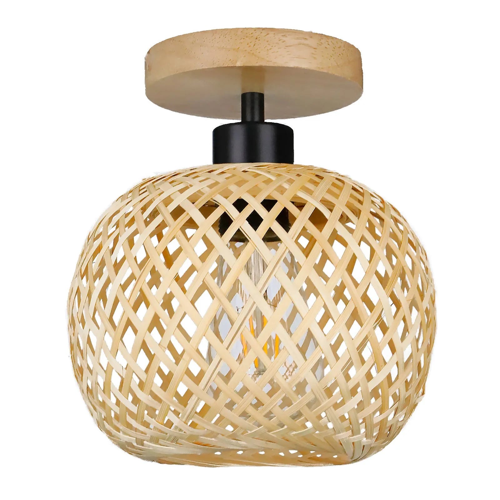 Bamboo Japanese-style pastoral ceiling lamp with wooden colour finish for hallway lighting