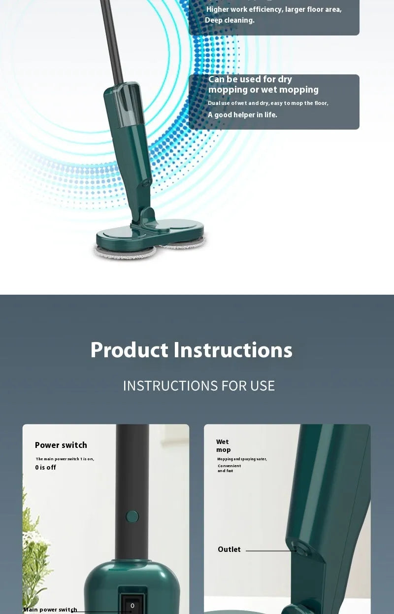 Wireless electric sweeping and mopping machine with USB charging and hand wash-free basin