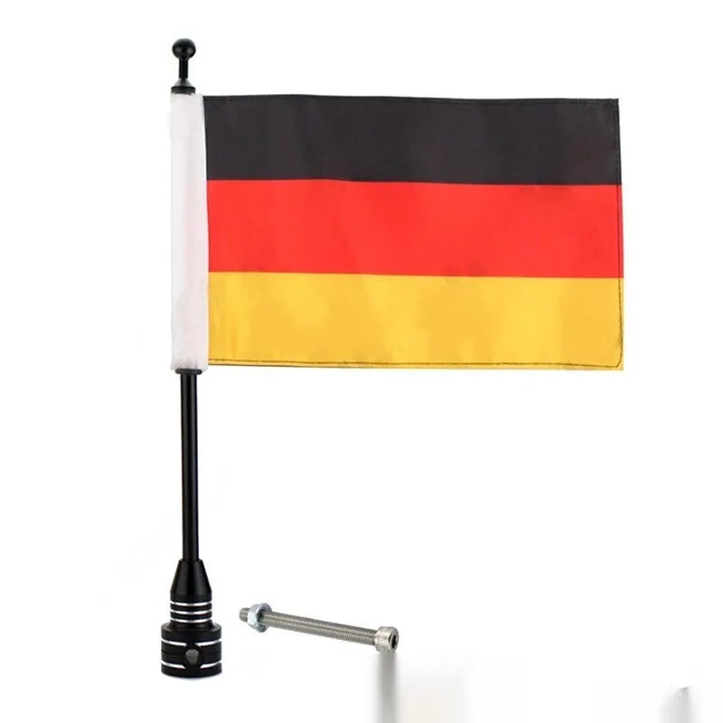 Motorcycle side box bumper parcel rack flagpole in black or silver finish