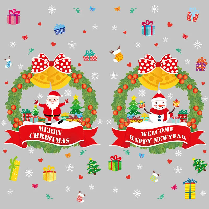 Large colourful cartoon Christmas electrostatic window sticker on glass