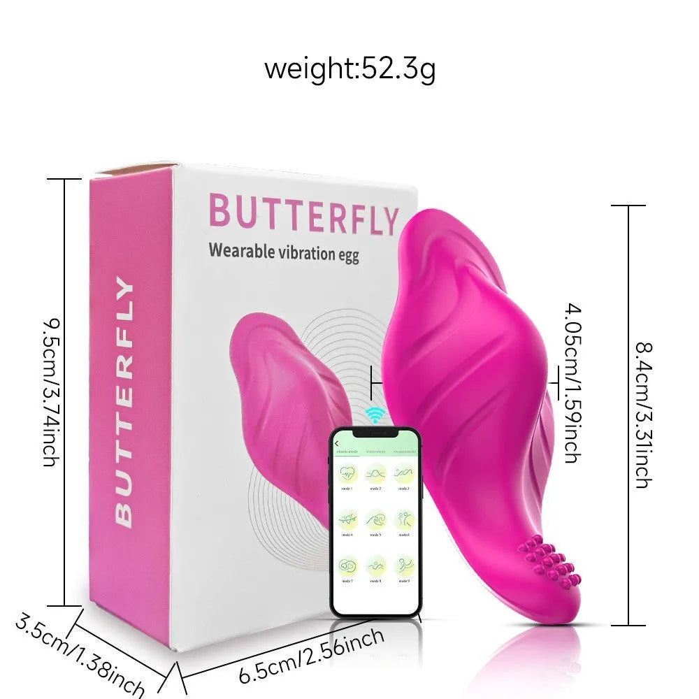 Rose red APP remote control wearable female massager with silicone construction and USB charging port