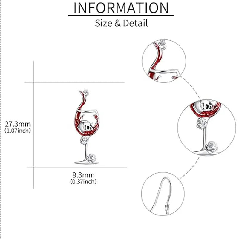 Halloween skull wine glass earrings in zinc alloy with electroplated geometric design