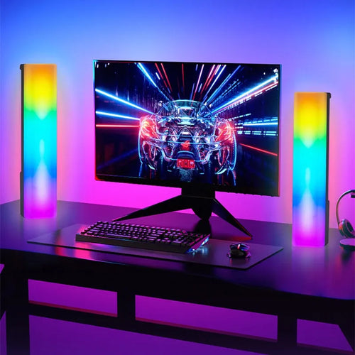 3D RGB voice-activated rhythm light pick-up table top ambiance lamp with cross-border white shell