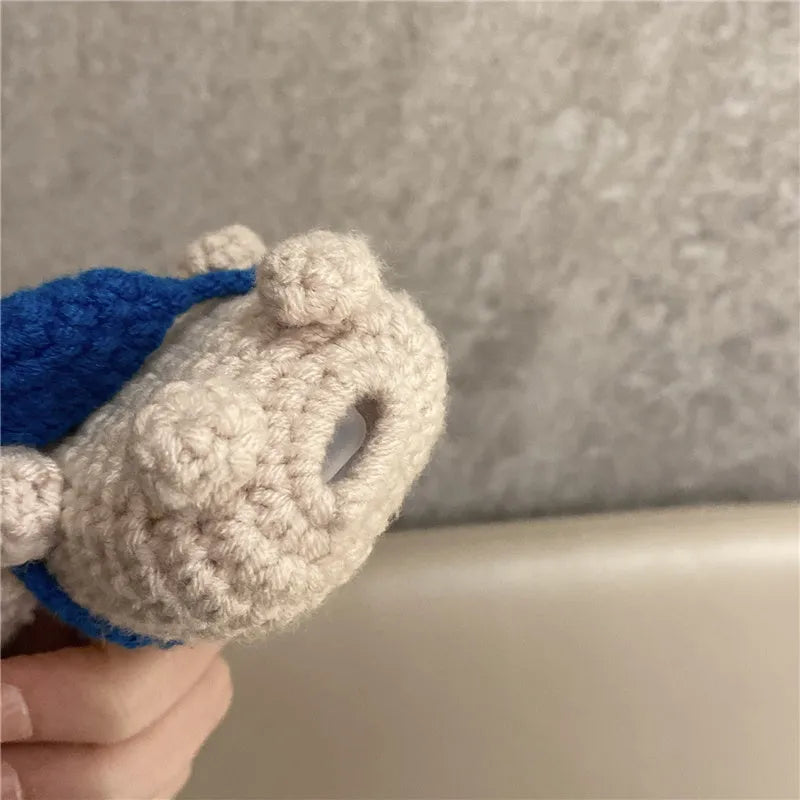 Handmade knitted koala bear backpack cover for Apple Airpod wireless earbud protection