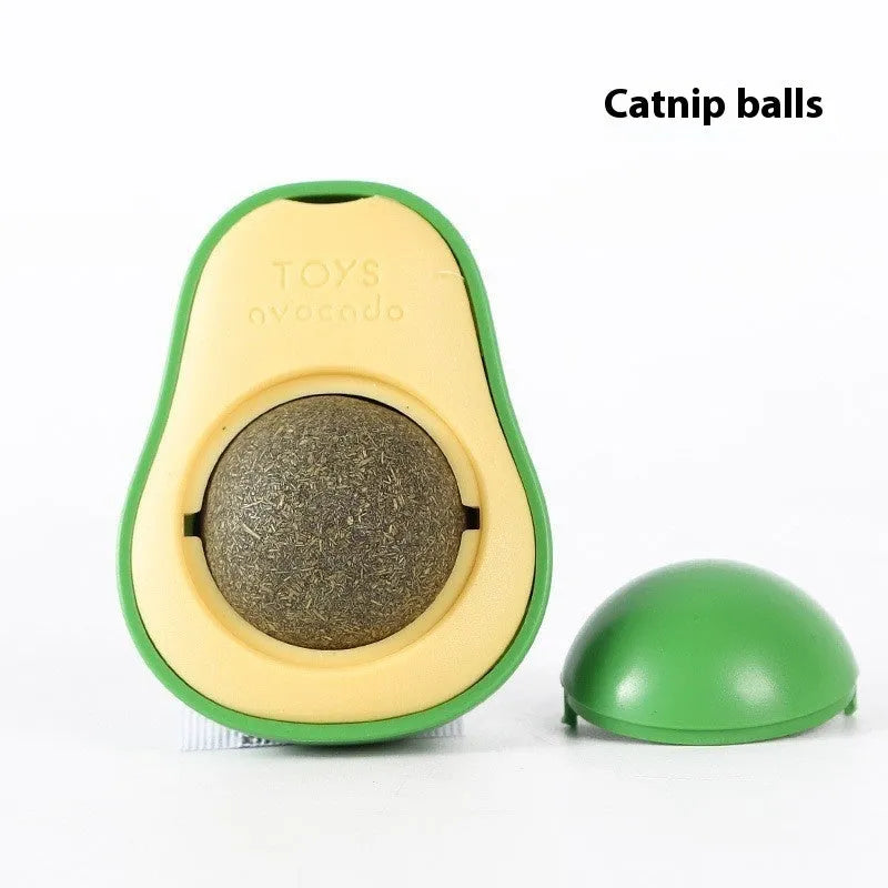 Plastic catnip ball toy in assorted colours including pink, blue, green, purple, grey, and white