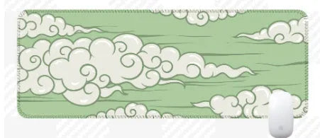 Natural rubber cloud mouse pad in Japanese style pattern on desk with keyboard and mouse