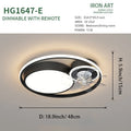 Nordic style overhead fan lamp with metal blades and acrylic shade in black or gold finish for bedroom use