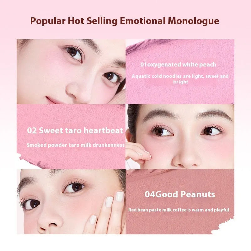 Can powder blusher mud in four nude shimmer shades with swelling contractive formula