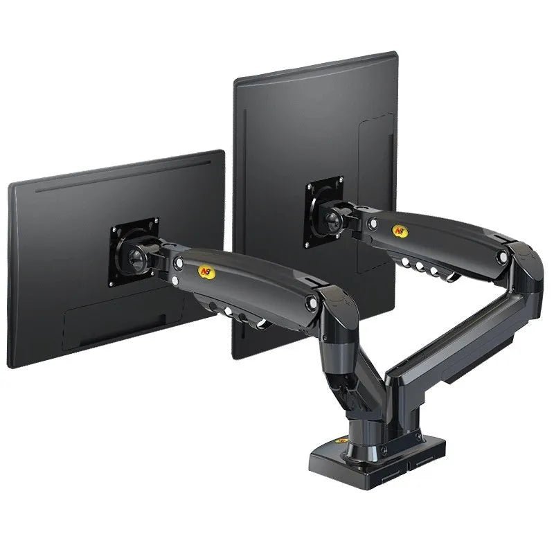 Aluminium dual screen monitor bracket with lift adjustment for VESA 75mm and 100mm mounts