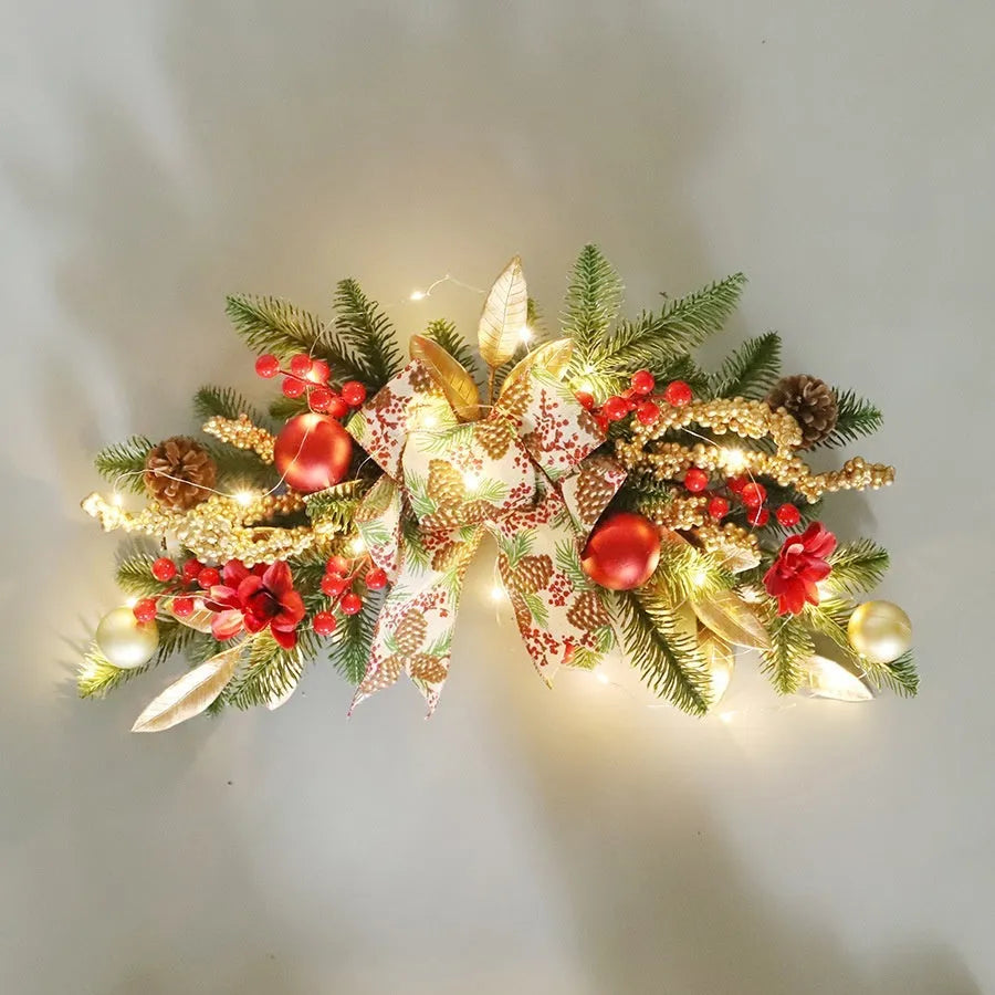 Christmas garland decoration with multiple hanging options including stair wall, lintel, and rattan placements