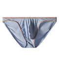 Men's hip-lift underwear in modal ice silk knit showing colour options and Asian sizing