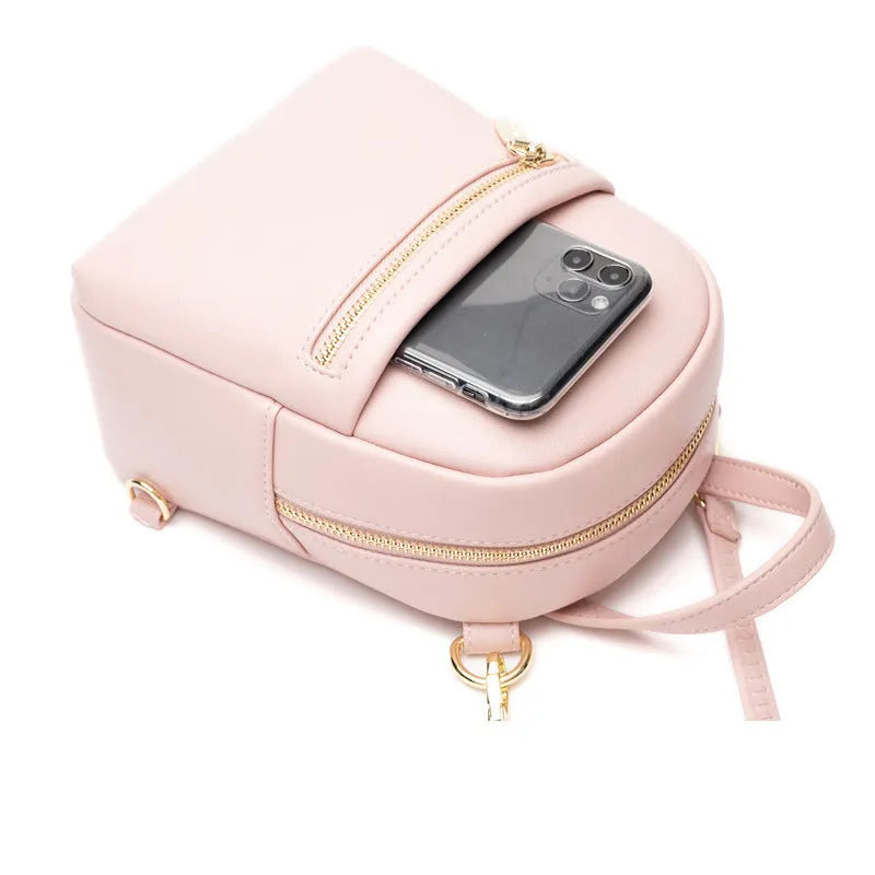 Soft PU mini backpack in street style with contrast colour detailing and three-dimensional pocket