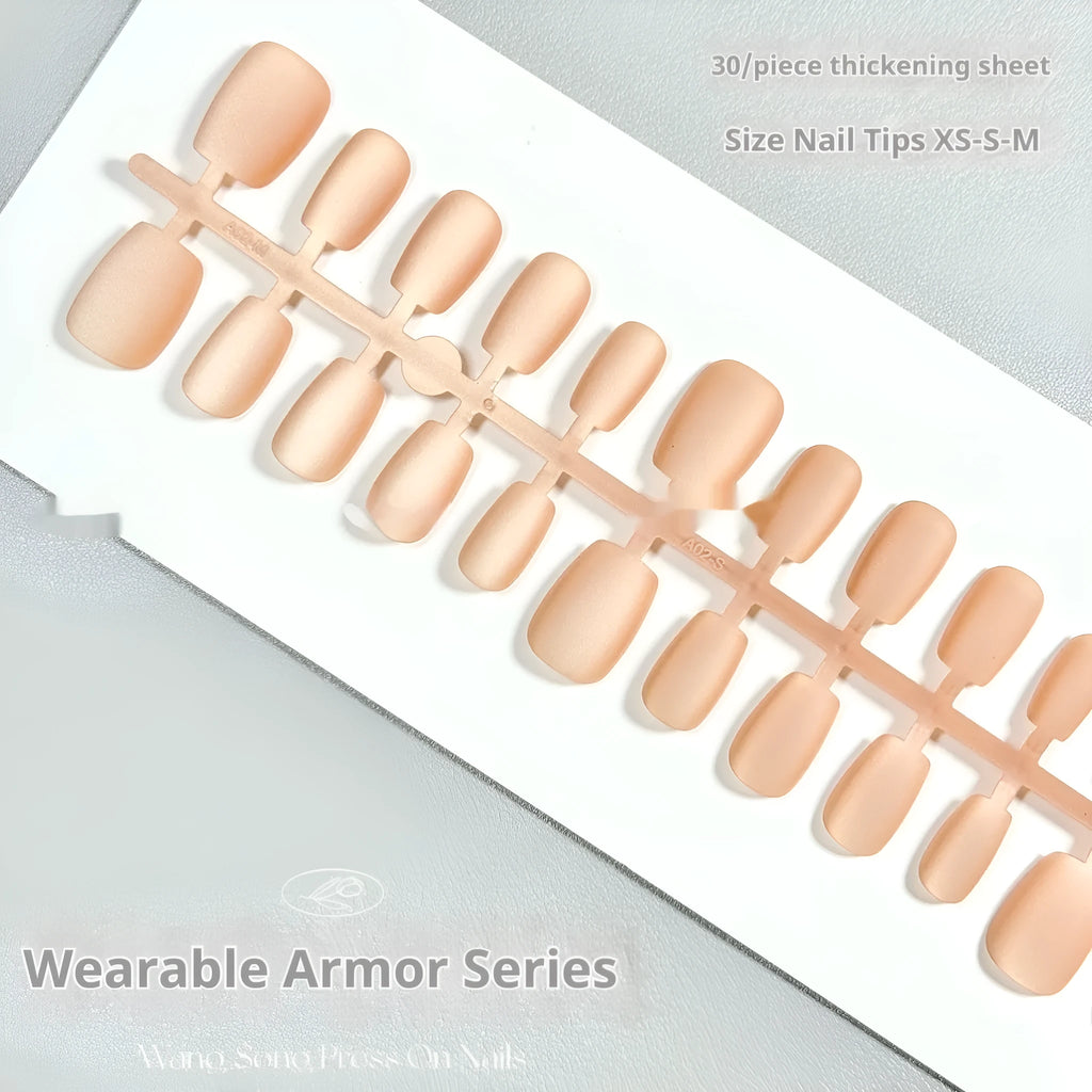 Frosted velvet Cat's Eye false nail art set showing Aurora designs with short ladder sizing
