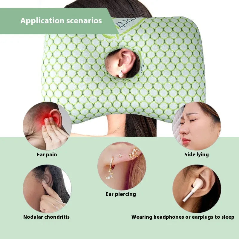 Beauty salon single hole ear pillow for face down treatments, shown in a colour option with detachable cover.