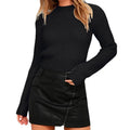 Men's slim fit round neck long sleeve acrylic knitted pullover sweater on a model.