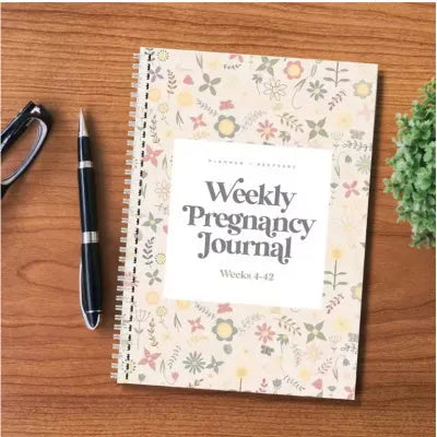 A5 Pregnancy Weekly diary notebook open to show weekly tracking pages