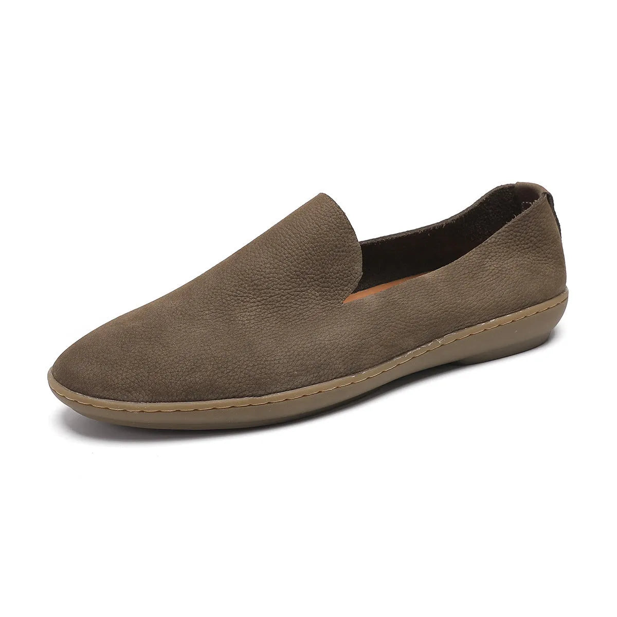 Handmade men's shoes with cowhide lining and rubber soles in khaki colour