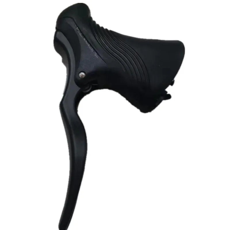 Pair of aluminium road bicycle brake handles in black and black silver for 22.2mm and 23.8mm handlebars.