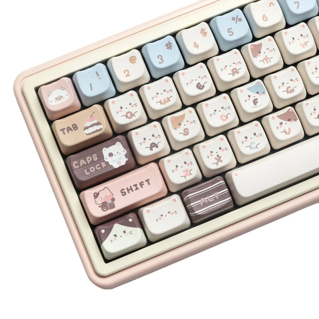 High Sea Salt Cat PBT sublimation key caps for mechanical keyboards with colourful design