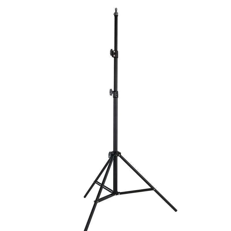 Frost white tripod light stand for studio photography with adjustable height and mobile phone holder