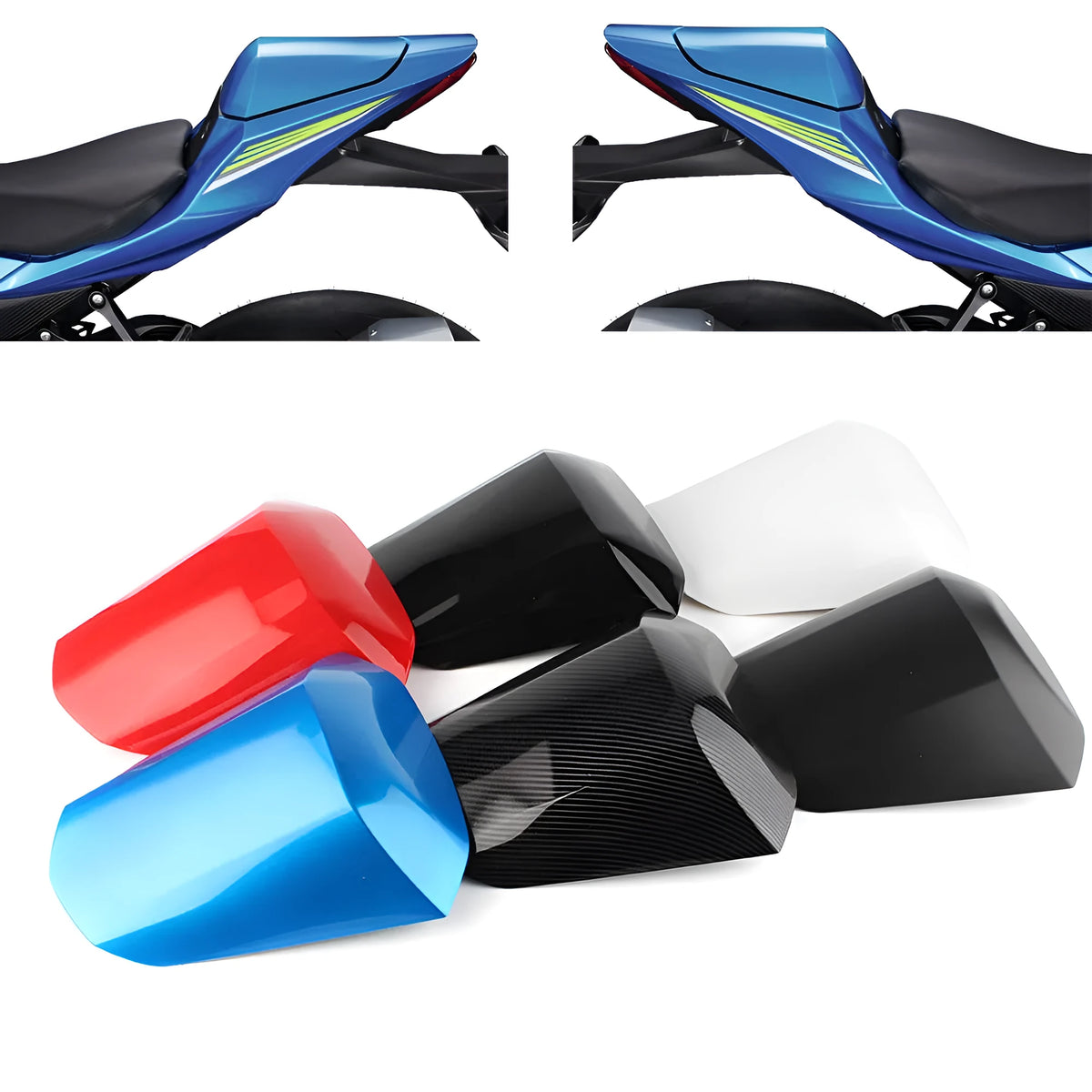 Suzuki GSXR1000 motorcycle rear seat cowl cover in ABS plastic, shown in selected colour.