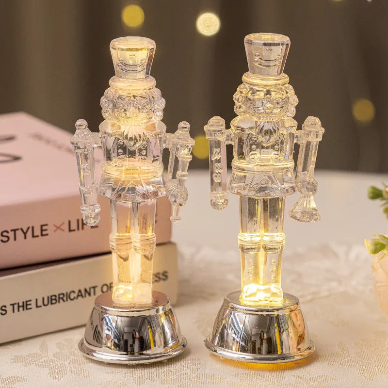 Transparent plastic walnut soldier nutcracker Christmas desktop ornament.