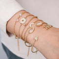 Gold zinc alloy bracelet set with water drop and arrow charms