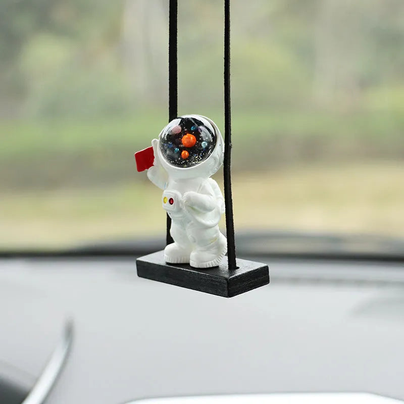 Resin astronaut car pendant with cartoon design in five variant colours for vehicle decoration