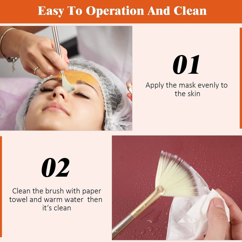 10 professional facial fan brushes with champagne finish and acrylic handles for cosmetic application
