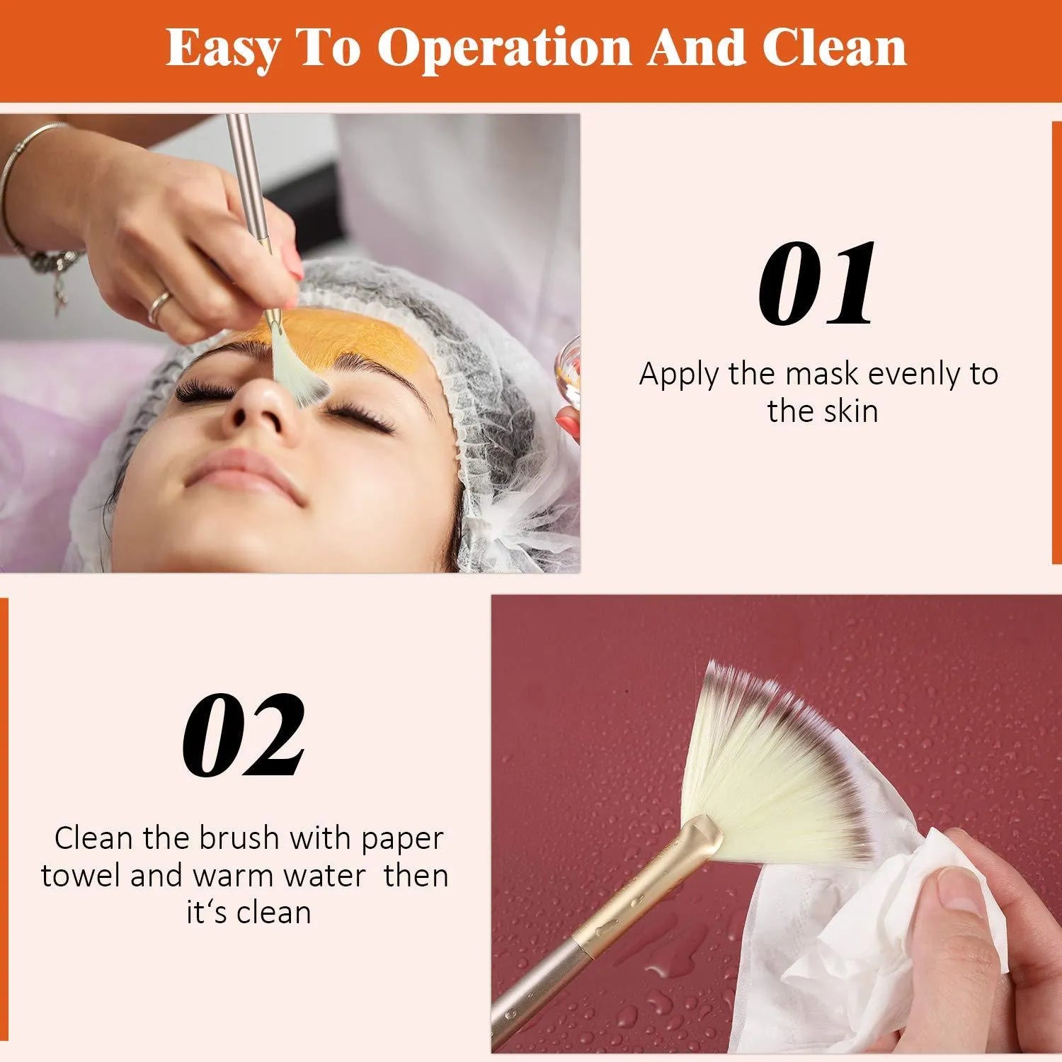 10 professional facial fan brushes with champagne finish and acrylic handles for cosmetic application