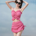 Women's two-piece milk silk bikini swimsuit in a solid colour, shown in 56221 Pitaya Red.
