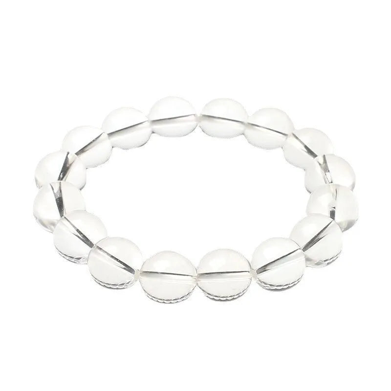 Natural Donghai Old Mine white crystal round bead bracelet in geometric unisex style.