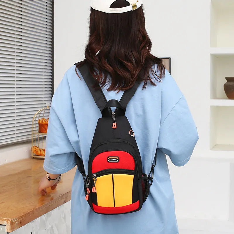 Women's multifunctional sports backpack shoulder bag in Oxford cloth with USB design, medium vertical square shape, 11-inch compartment.