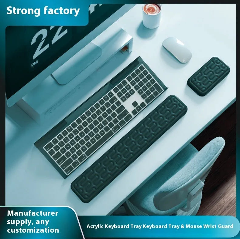 Double-sided keyboard and mouse pad with memory foam wrist support in various colours