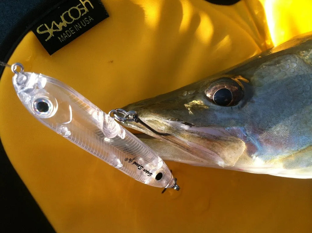 Transparent 9.5cm long blank soft plastic fishing bait body on a white background.