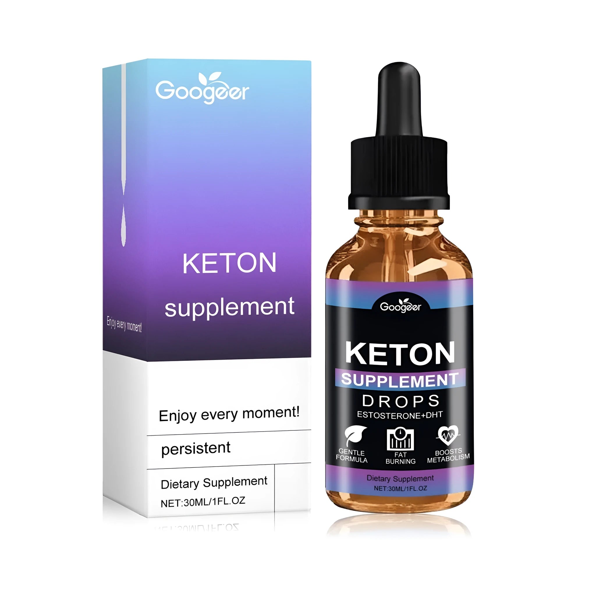 30ml bottle of dietary supplement skin care product containing Vitex negundo extract and acetyl tyrosine