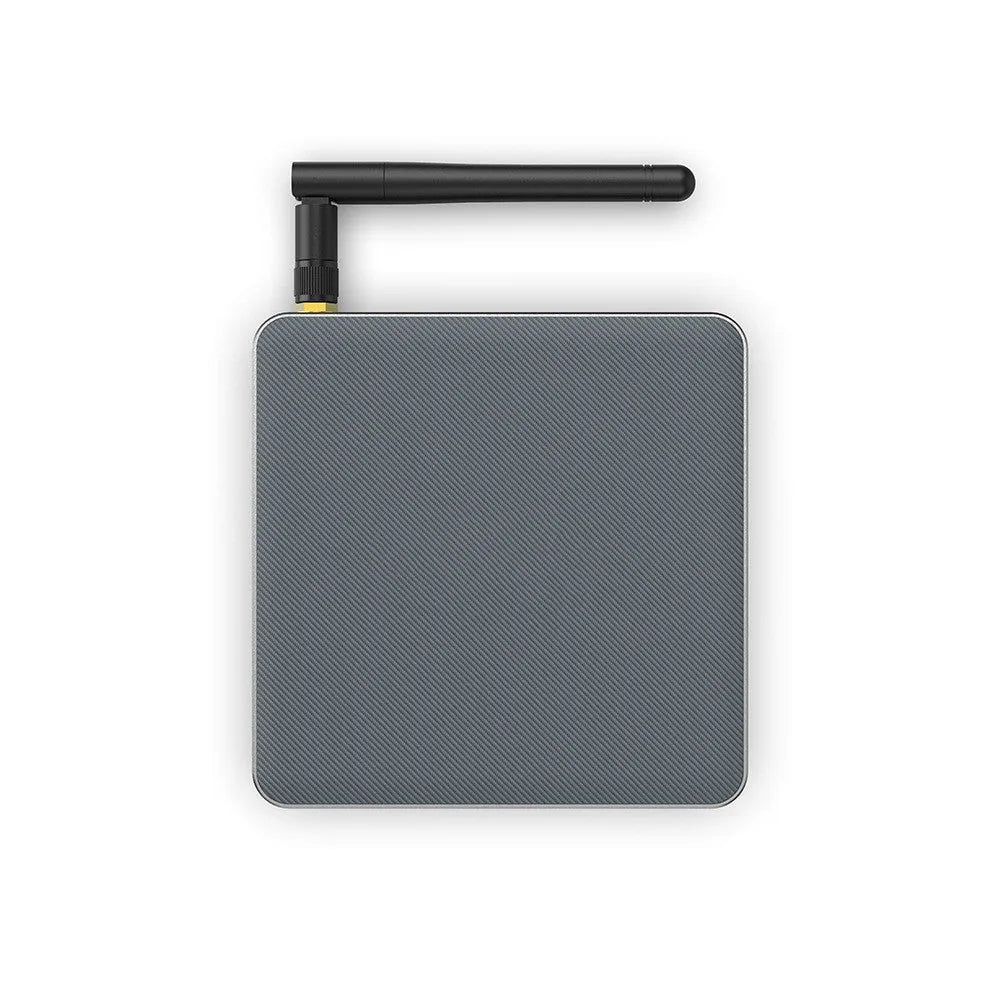 Bluetooth Android set-top box with 8K output support and compact 105mm square design