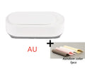 White portable ultrasonic cleaning machine with digital display and stainless steel tank.