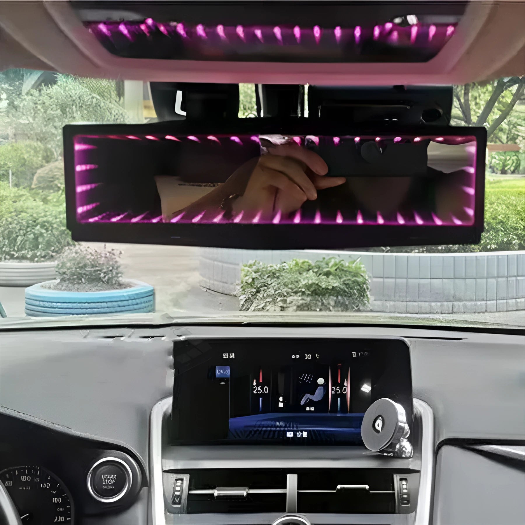 280mm plastic flat rearview mirror with anti-glare coating and 3D lighting for cars