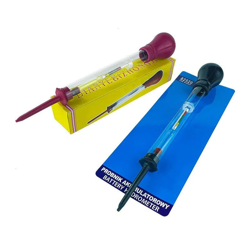 Red and black electrohydraulic hydrometer for automotive battery electrolyte density measurement