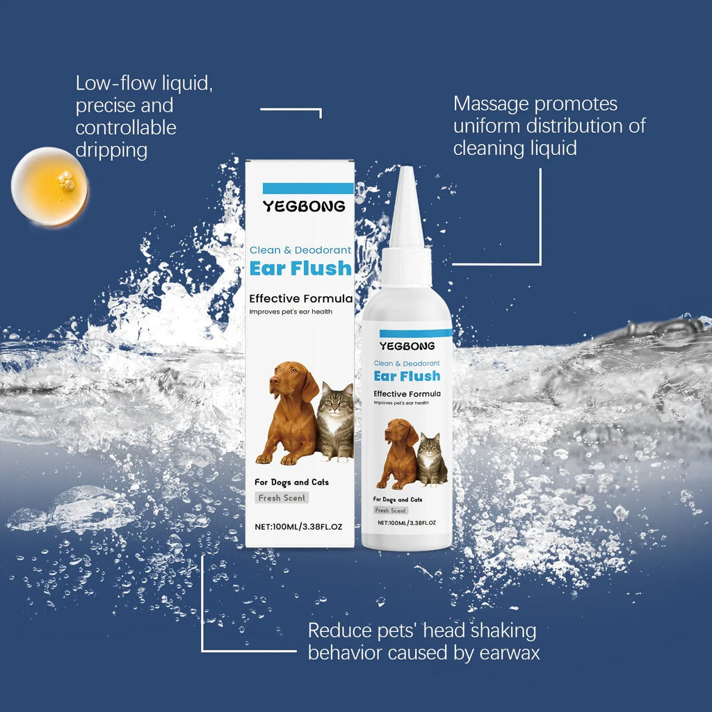 100ml bottle of cat and dog ear cleaner for gentle earwax removal.