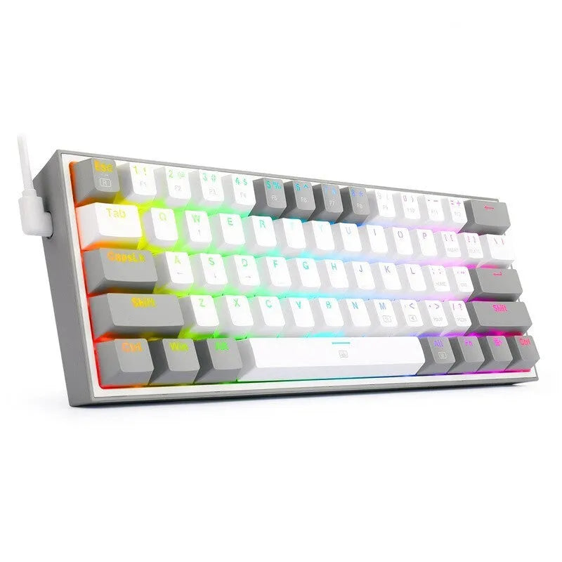 White pink RGB mechanical keyboard with dual keycaps and multimedia function keys